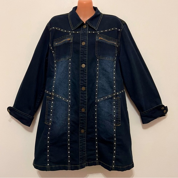 TKC Designs Dresses & Skirts - TKC Designs Long Sleeve Studded Denim Dress Western Rodeo